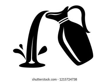 Jug pour out milk or water canister. Simple icon of pitcher logotype vector illustration for web or print design.