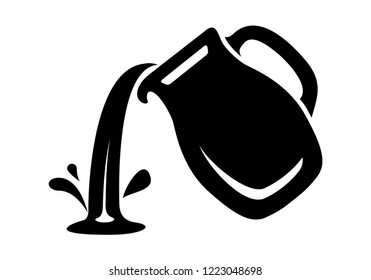 Jug pour out milk or water canister. Simple icon of pitcher logotype vector illustration for web or print design.