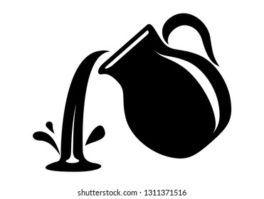 Jug gießt Milch oder Wasserkanister aus. Einfache Ikone der Pitcher-Logotype Vektorgrafik für Web- oder Print-Design.