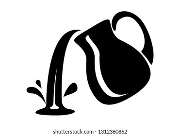 Jug pour out milk or water canister. Simple icon of pitcher logotype vector illustration for web or print design.