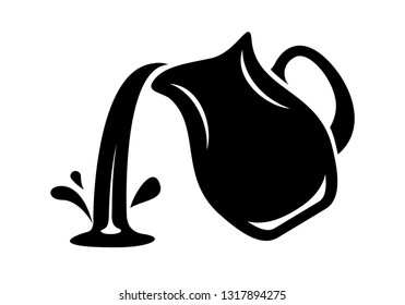 Jug pour out milk or water canister. Simple icon of pitcher logotype vector illustration for web or print design.