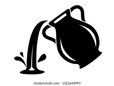 Jug pour out milk or water canister. Simple icon of pitcher logotype vector illustration for web or print design.