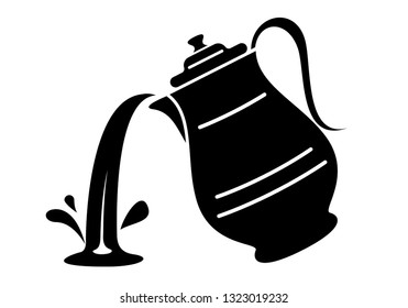 Jug pour out milk or water canister. Simple icon of pitcher logotype vector illustration for web or print design.