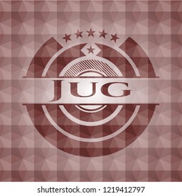Jug  red badge with geometric background. Seamless.