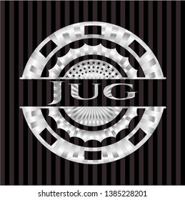 Jug  silver shiny badge. Vector Illustration. Mosaic.