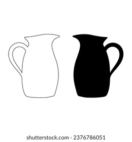 Jug in a simple shape with a silhouette and outline in black