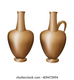 Jug vase dark clay on a white background