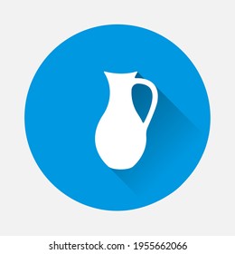 Icono vectorial de jug sobre fondo azul. Imagen plana con sombra larga.