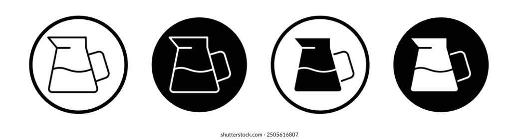 Conjunto de íconos de Vector de jarra negro relleno y estilo delineado.