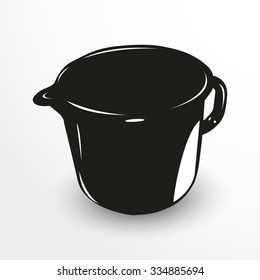 Jug. Vector illustration. Black and white view