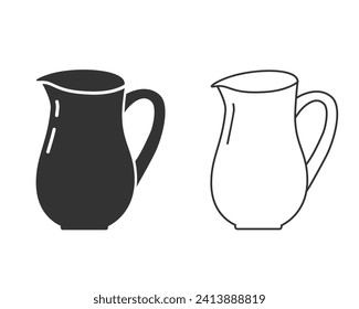 Jug Vector line Icon set In Modern Flat Style Sign