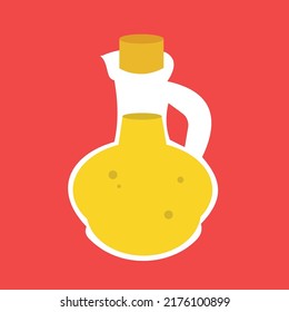 Jug with vegetable oil with cork