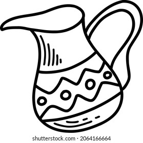 Una jarra es un vaso para leche líquida o jugo. Línea de utensilios de estilo Doodle sin color lindo esbozo