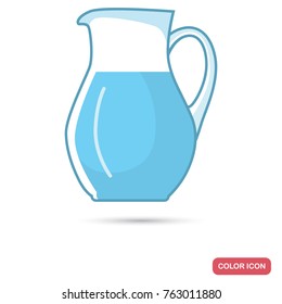 Jug with water color flat icon. Line design for web and mobile