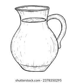Jug with water, lemonade or juice sketch