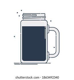 Jug water line art in flat style. Modern stylish liquid jar. Restaurant illustration for celebration design. Contour element. Beverage outline icon. Isolated on white background in graphic style.
