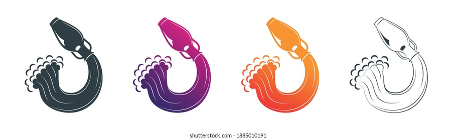 A jug with water pouring out of it. Astrology zodiac sign Aquarius. Vector flat design web icon illustration.