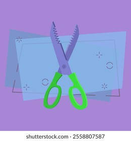 Jugged scissors vector illustration. Tailor, hairdresser, kitchen. Scissors concept. Vector illustration can be used for topics like beauty salon, tailor shop, craft