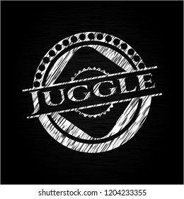 Juggle chalkboard emblem written on a blackboard