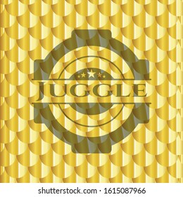 Juggle golden badge. Scales pattern. Vector Illustration. Detailed.