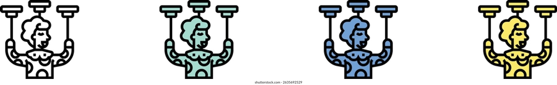 juggle icon. Outline, Green, Blue and Yellow Style Design Isolated On White Background