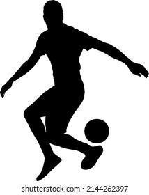 Juggle a soccer ball vector silhouette, football, male person ball bouncing silhouette concept, sport idea, black color isolated on white background