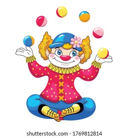 Juggler clown icon. Cartoon of juggler clown vector icon for web design isolated on white background