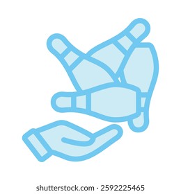 Juggler dual tone blue color, mini illustration icon. use for modern concept, print, UI, UX kit, web and app development. Vector EPS 10, related to entertainment, festival, funfair and hobbies.