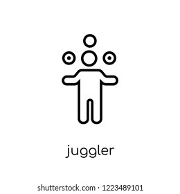 juggler icon. Trendy modern flat linear vector juggler icon on white background from thin line Circus collection, outline vector illustration