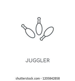 Juggler linear icon. Juggler concept stroke symbol design. Thin graphic elements vector illustration, outline pattern on a white background, eps 10.