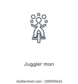 Juggler man concept line icon. Linear Juggler man concept outline symbol design. This simple element illustration can be used for web and mobile UI/UX.