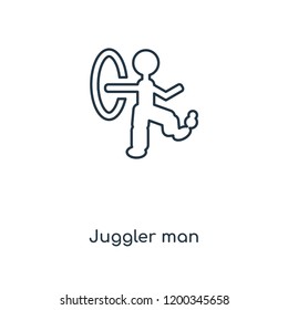 Juggler man concept line icon. Linear Juggler man concept outline symbol design. This simple element illustration can be used for web and mobile UI/UX.