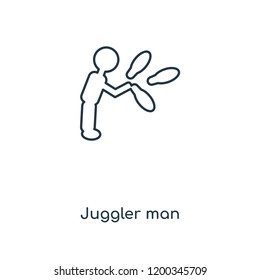 Juggler man concept line icon. Linear Juggler man concept outline symbol design. This simple element illustration can be used for web and mobile UI/UX.