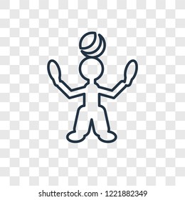 Juggler man concept vector linear icon isolated on transparent background, Juggler man concept transparency concept in outline style