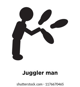 Juggler man icon vector isolated on white background, logo concept of Juggler man sign on transparent background, filled black symbol