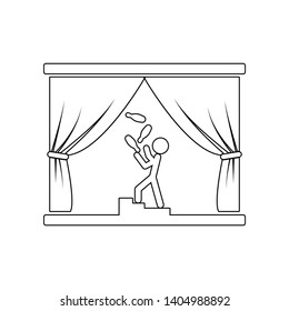 juggler on stage icon. Element of Theatre for mobile concept and web apps icon. Outline, thin line icon for website design and development, app development