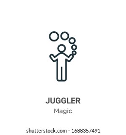 Juggler outline vector icon. Thin line black juggler icon, flat vector simple element illustration from editable magic concept isolated stroke on white background