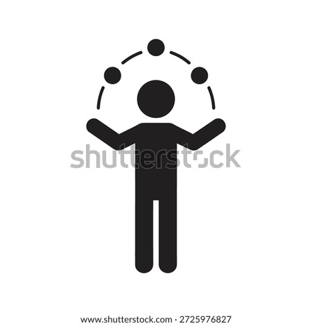 Juggler performer icon juggling balls carnival for entertainment skill coordination talent and circus artist playful trick activity fun