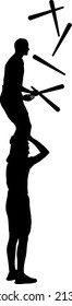 juggler silhouette - clip art illustration