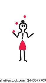juggler, stick woman, vector, ball, skirt, character