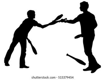 Jugglers on a white background