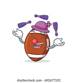 Juggling American football character cartoon