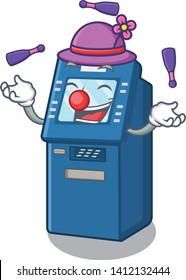 Juggling ATM toys on the cartoon cupboard