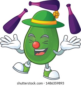 Juggling avocado fresh on white background mascot