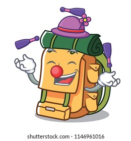 Juggling backpack mascot cartoon style