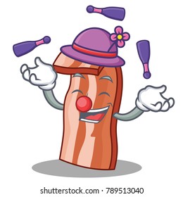 Juggling bacon mascot cartoon style