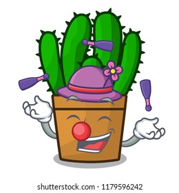 Juggling the beautiful spurge cactus plant cartoon