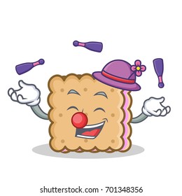Juggling biscuit cartoon character style