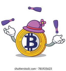 With juggling Bitcoin Gold character cartoon
