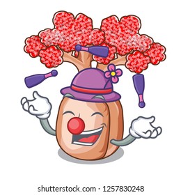 Juggling bottle shaped tree on a cartoon